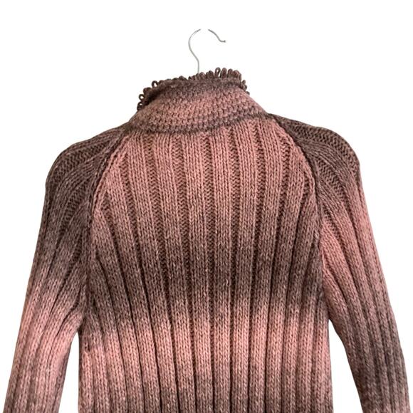 Vintage Huinay Wool Zip Sweater Pink Ombre Fringe Hem Ecuadorian Knit Sz Medium - Picture 13 of 16